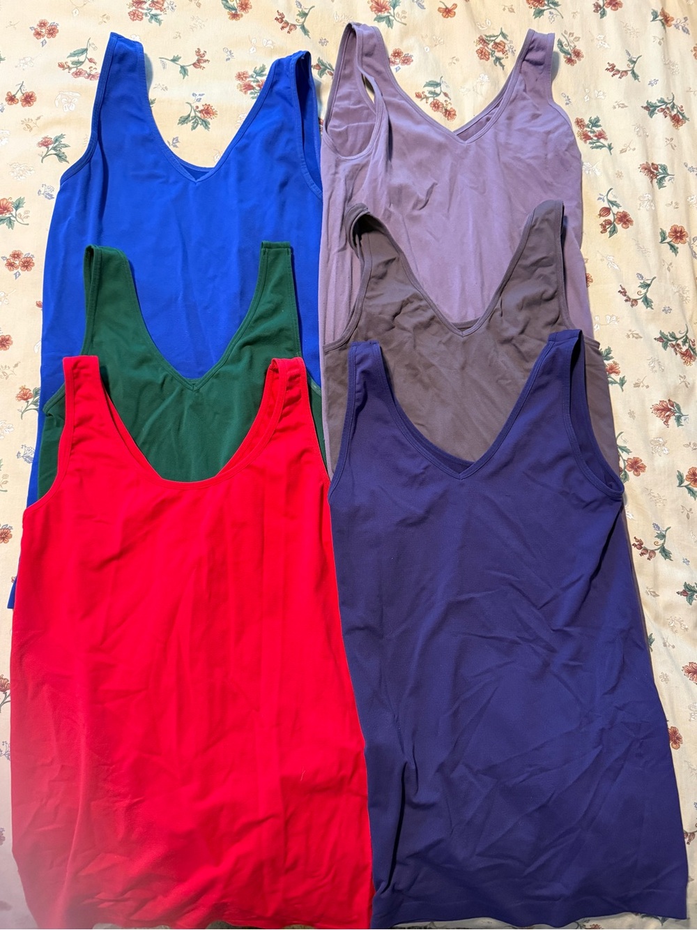 Yelete Women’s V-Neck Tank Tops — Red, Blue, Green, Purple, Lavender, Gray
